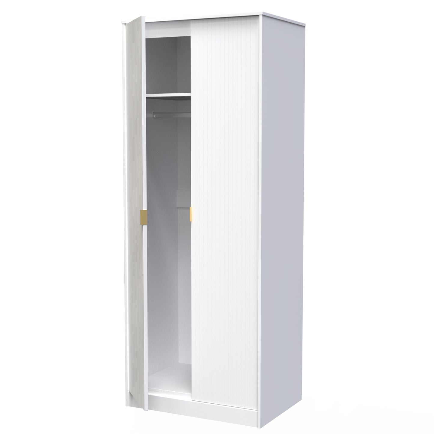 Linear Tall Wardrobe White 2 Doors 1 Shelf 197cm