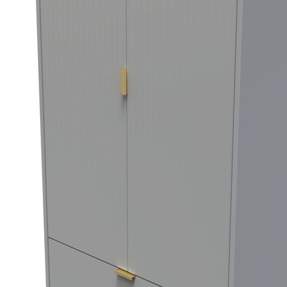 Linear Tall Wardrobe Grey 2 Doors 2 Drawers 197cm