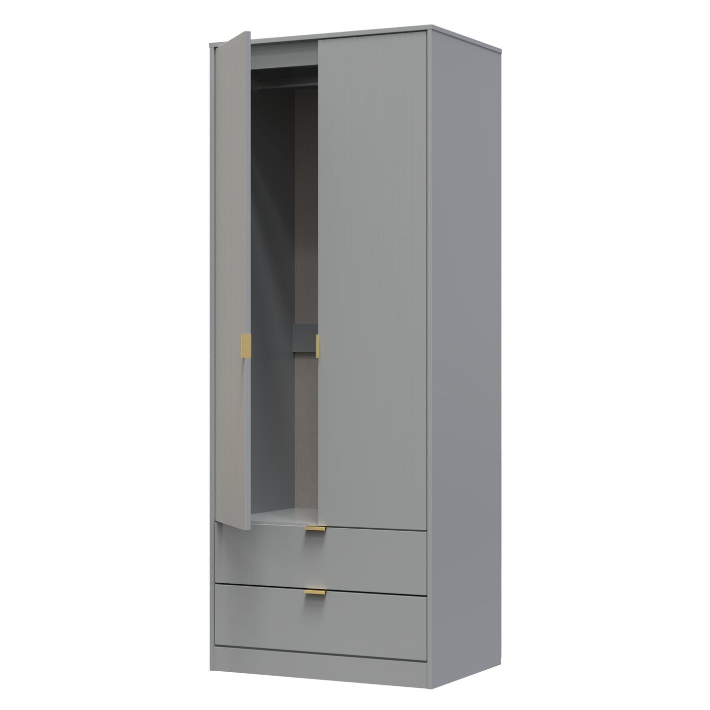 Linear Tall Wardrobe Grey 2 Doors 2 Drawers 197cm