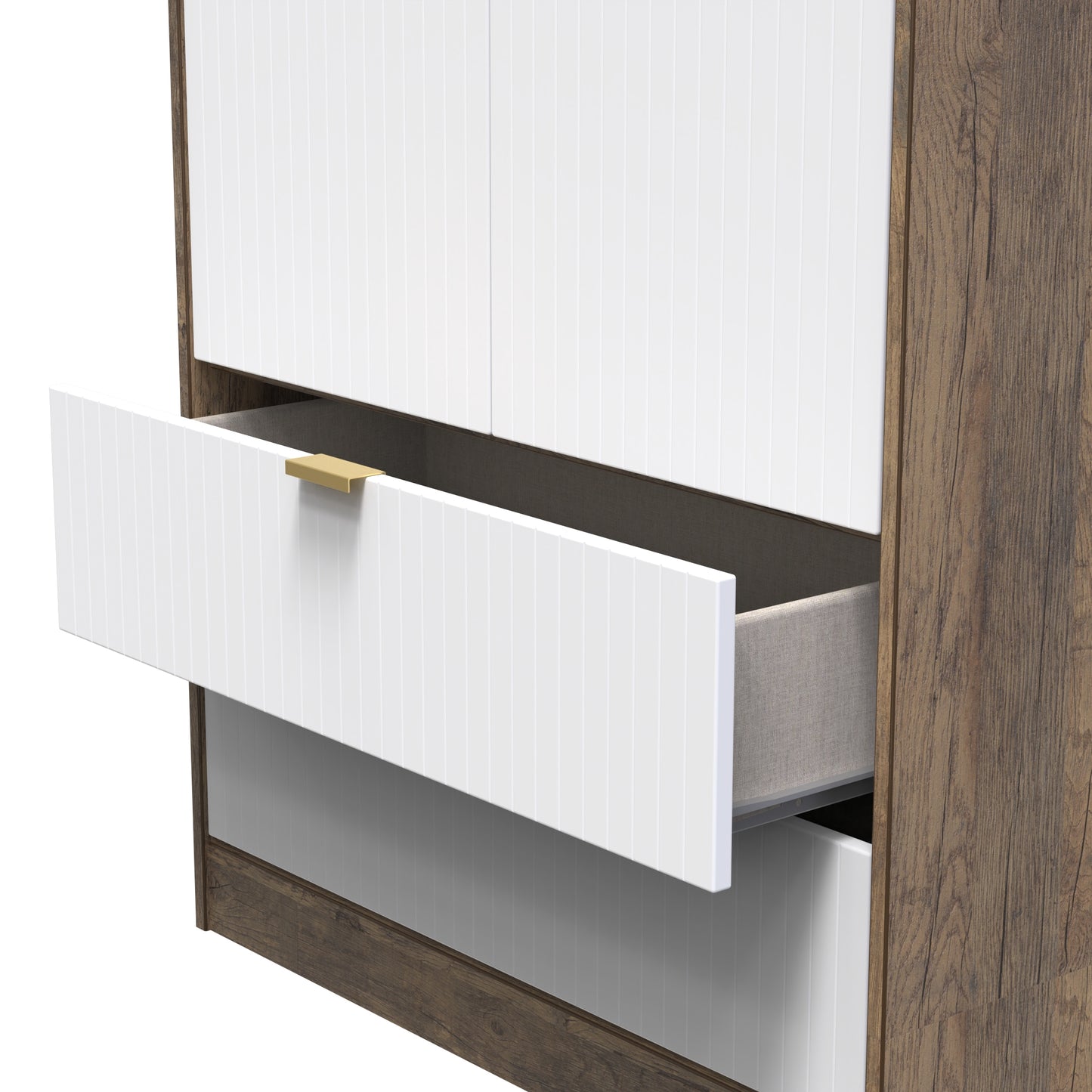 Linear Tall Wardrobe White & Oak 2 Doors 2 Drawers 197cm