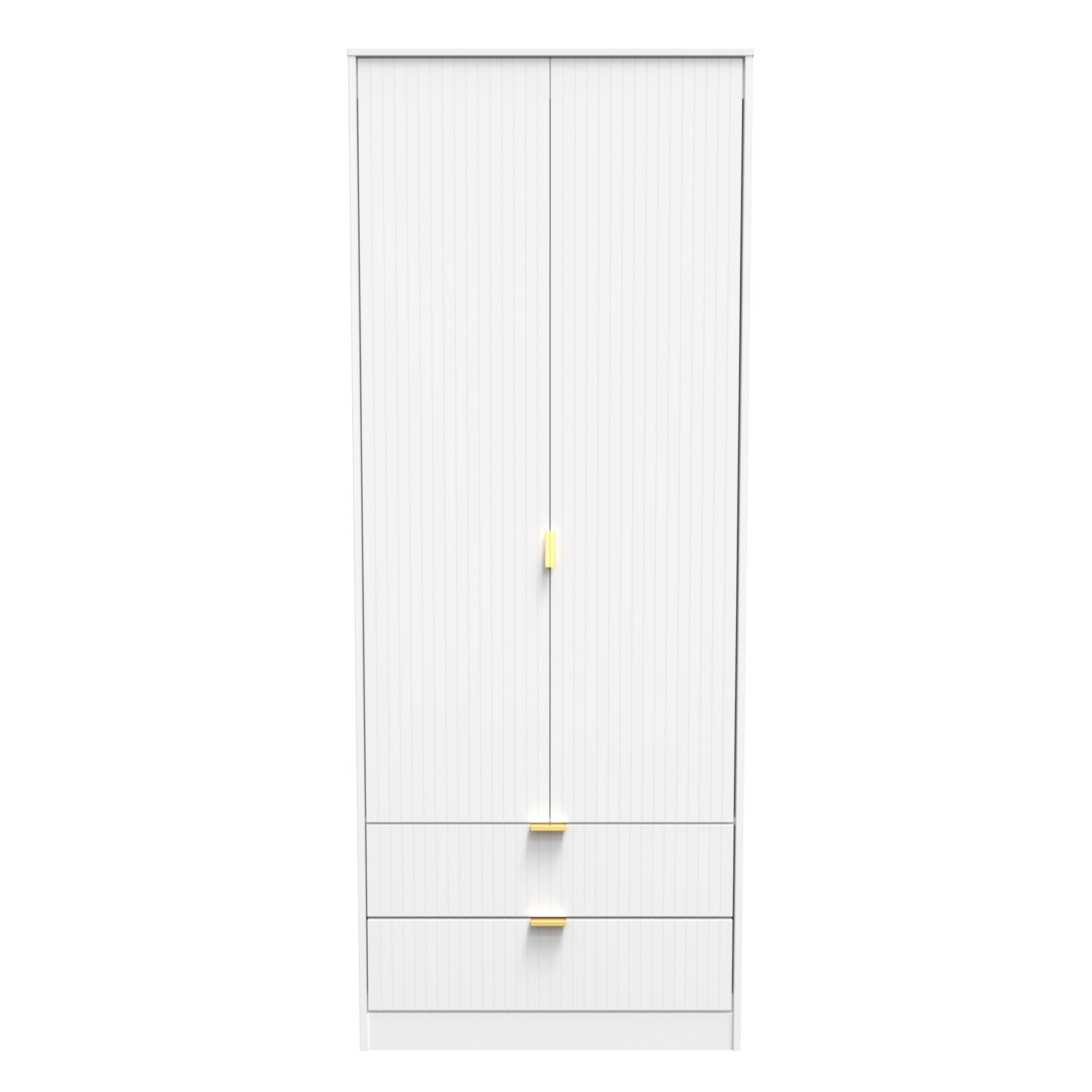 Linear Tall Wardrobe White 2 Doors 2 Drawers 197cm