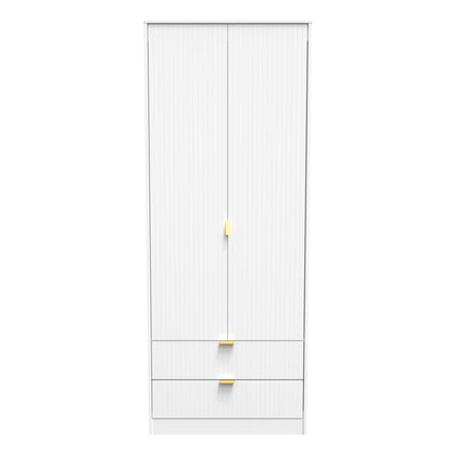 Linear Tall Wardrobe White 2 Doors 2 Drawers 197cm