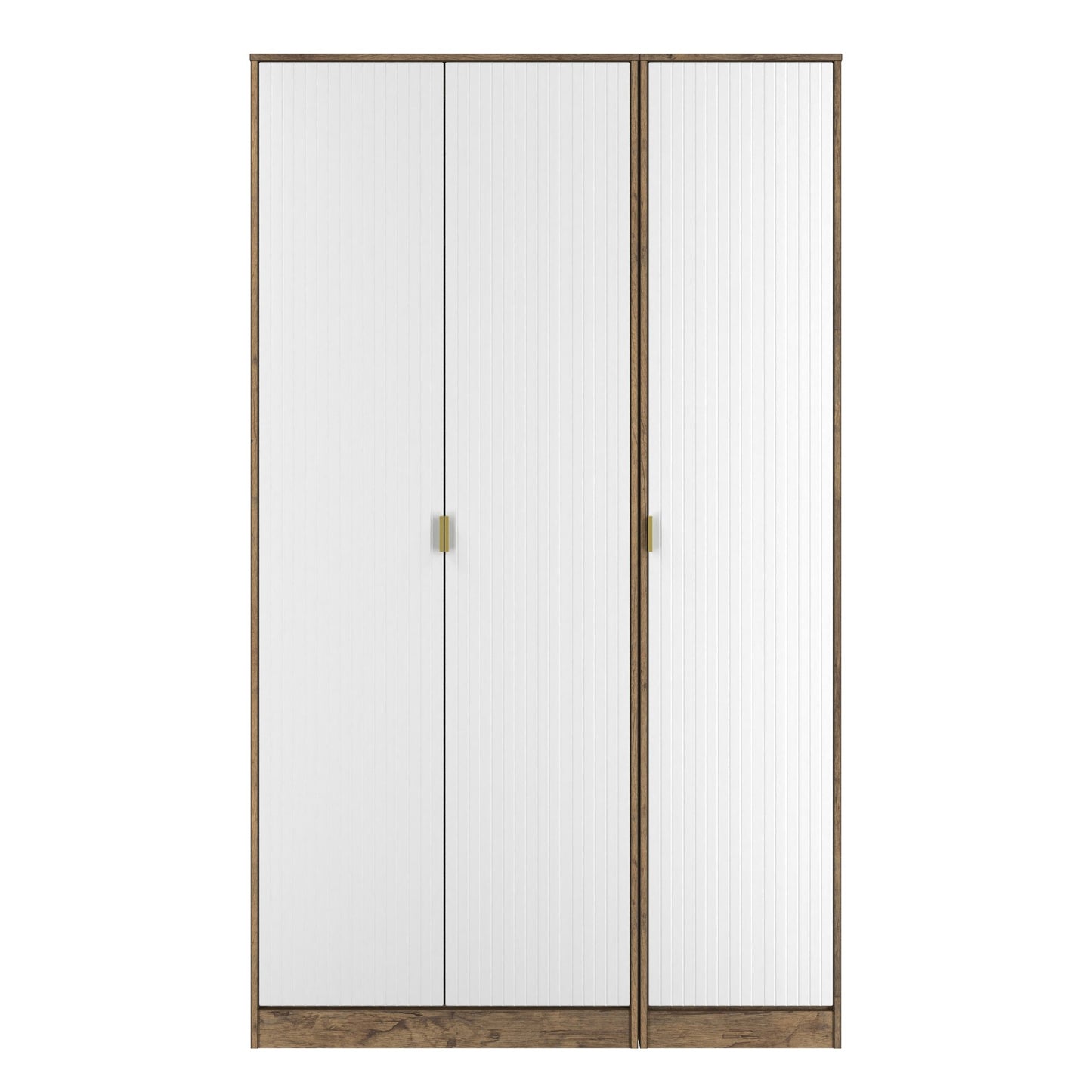 Linear Tall Wardrobe White & Oak 3 Doors 1 Shelf 198cm
