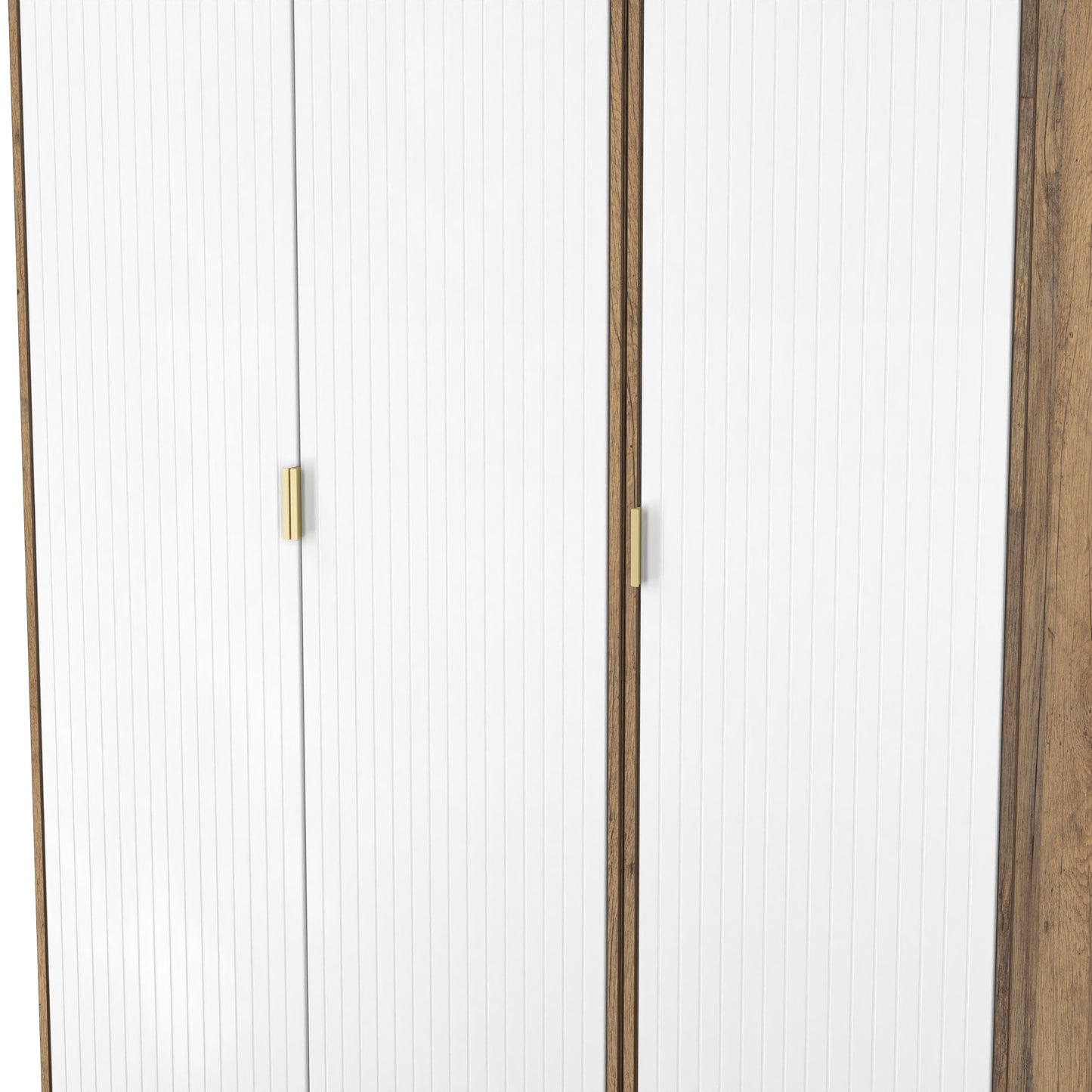 Linear Tall Wardrobe White & Oak 3 Doors 1 Shelf 198cm