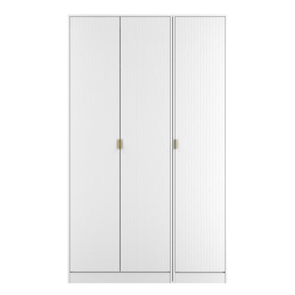 Linear Tall Wardrobe White 3 Doors 1 Shelf 198cm
