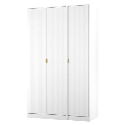 Linear Tall Wardrobe White 3 Doors 1 Shelf 198cm