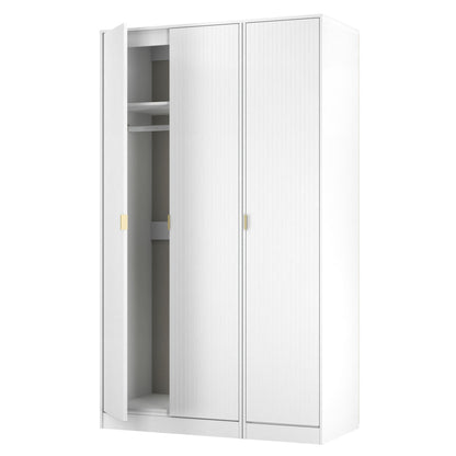 Linear Tall Wardrobe White 3 Doors 1 Shelf 198cm