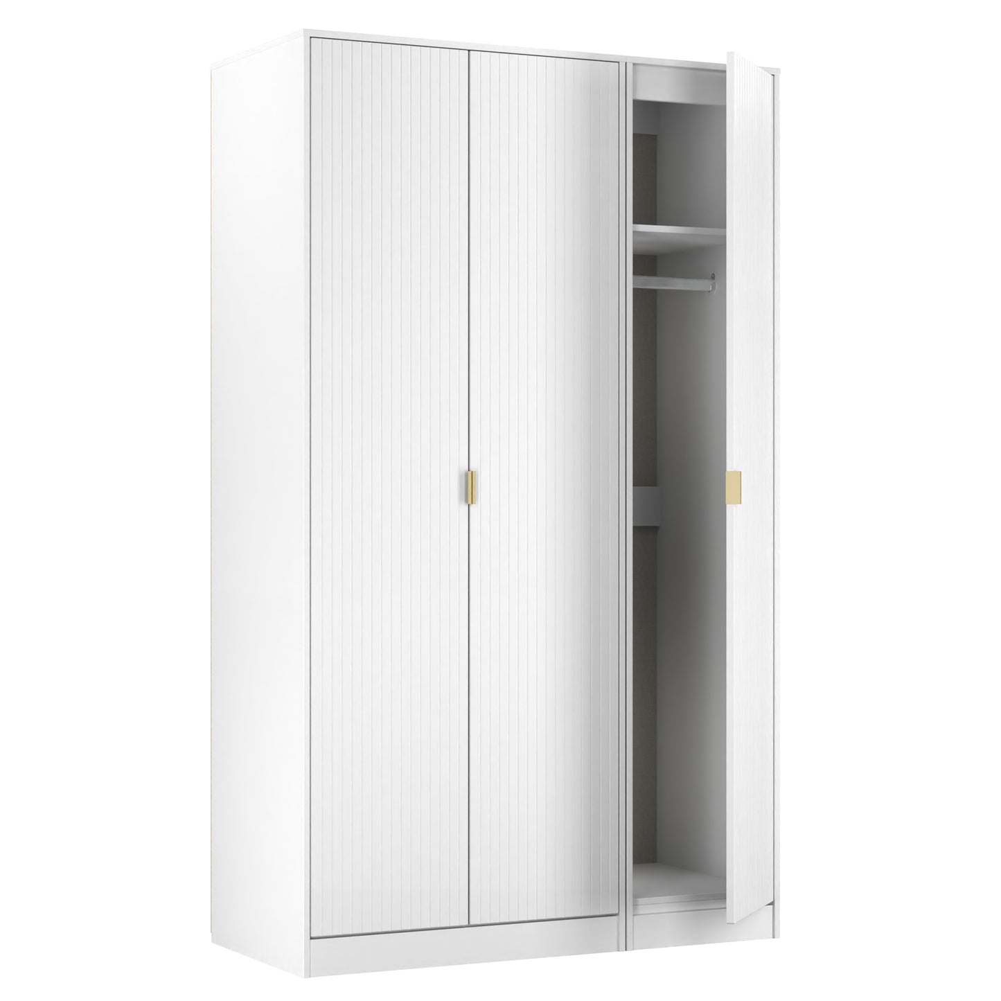 Linear Tall Wardrobe White 3 Doors 1 Shelf 198cm