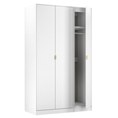 Linear Tall Wardrobe White 3 Doors 1 Shelf 198cm
