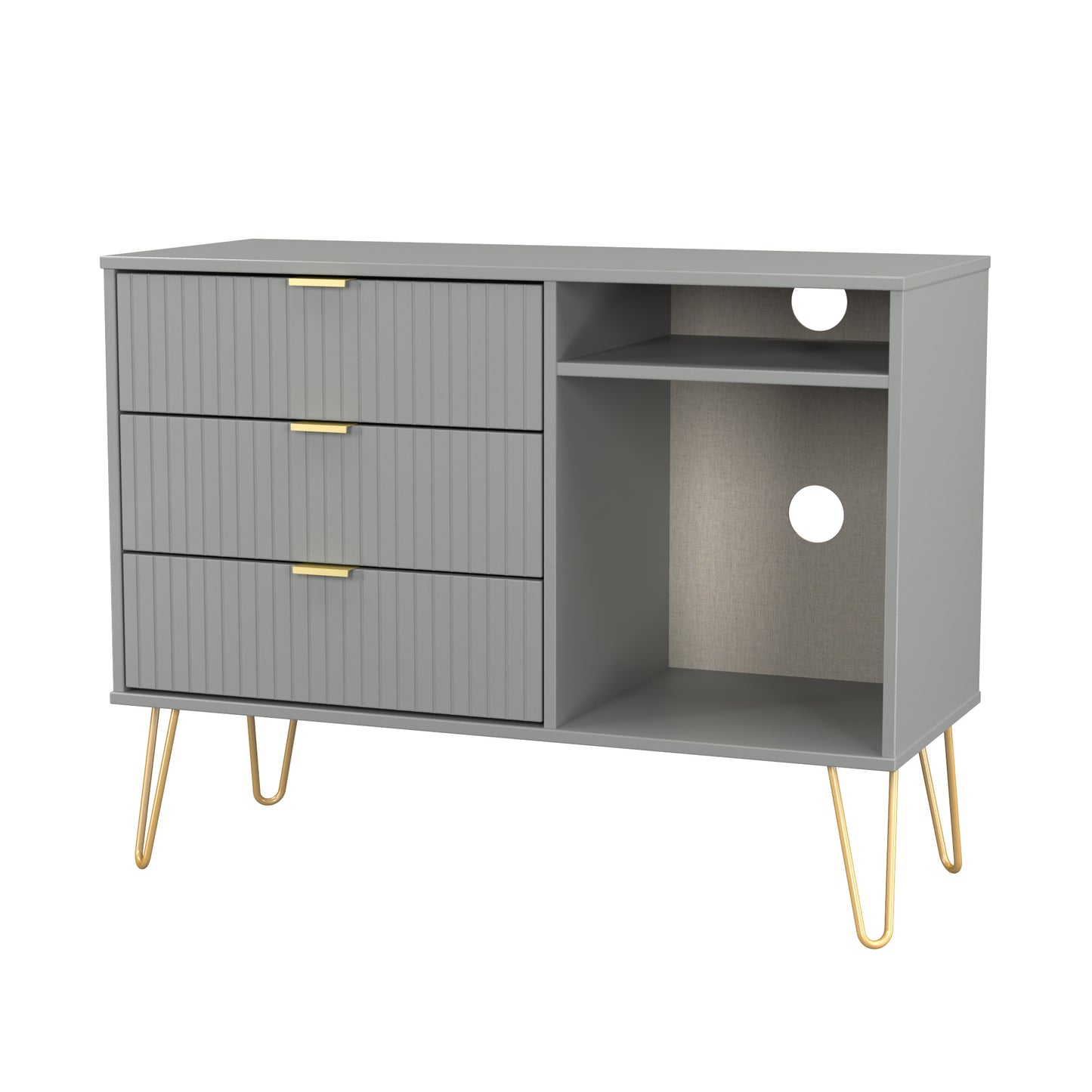 Linear TV Unit Grey 2 Shelves 3 Drawers 97cm