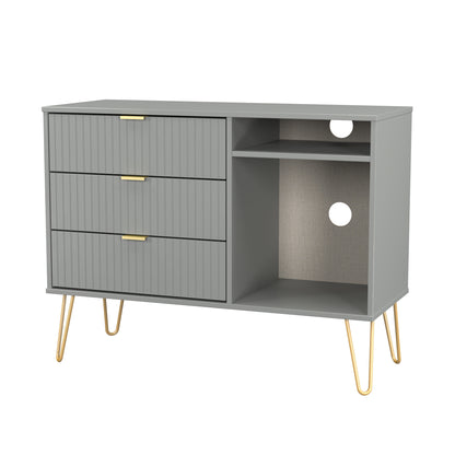 Linear TV Unit Grey 2 Shelves 3 Drawers 97cm