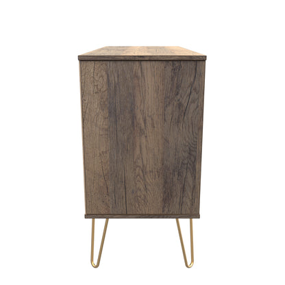 Linear TV Unit White & Vintage Oak 2 Shelves 3 Drawers 40cm