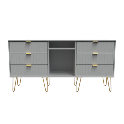 Linear TV Unit Grey 2 Shelves 6 Drawers 152cm