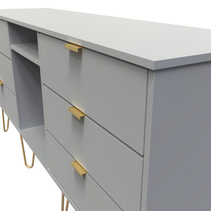 Linear TV Unit Grey 2 Shelves 6 Drawers 152cm