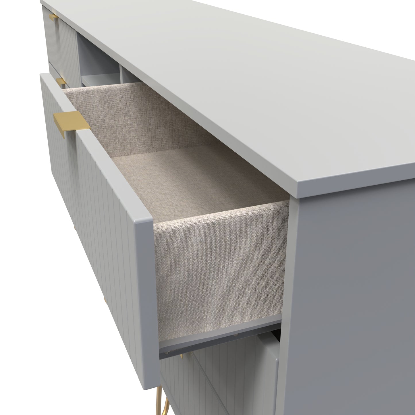 Linear TV Unit Grey 2 Shelves 6 Drawers 152cm