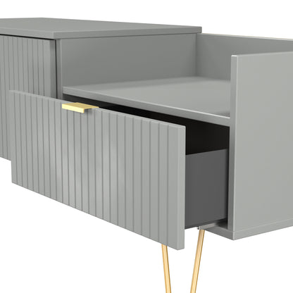Linear TV Unit Grey 2 Drawers 128cm