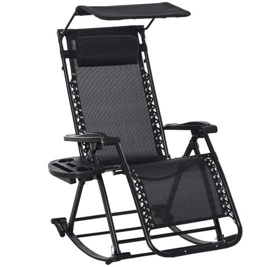 Folding Recliner Chair Outdoor Lounge Rocker Zero-Gravity Seat w/ Adjustable Primary Image