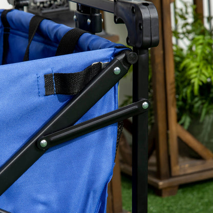 Folding Trolley Cart Storage Wagon Beach Trailer 4 Wheels with Handle Overhead Canopy Cart Push Pull for Camping