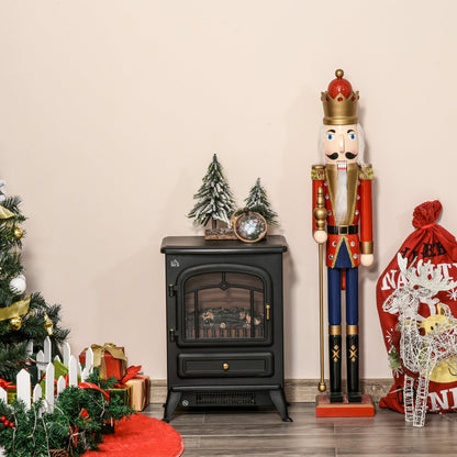 Freestanding Electric Fire Place Indoor Heater Glass View Log Wood Burning Effect Flame Portable Fireplace Stove 950/1850W