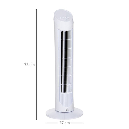 30" Oscillating Tower Fan 3 Speed Mode Ultra Slim Indoor Air Refresher Cooling Machine Noise Reduction - White