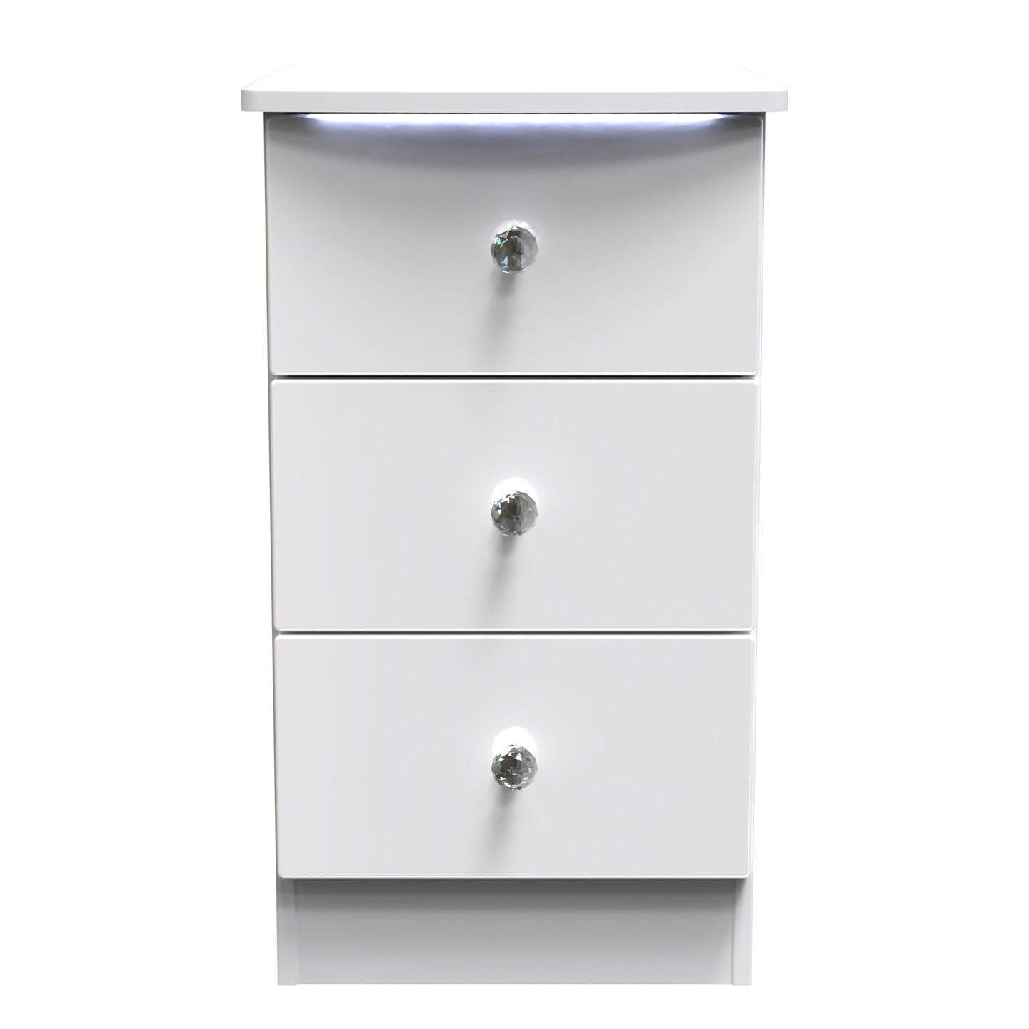 Lumiere Bedside Table with LED lights White 3 Drawers 70cm