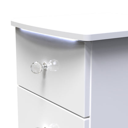 Lumiere Bedside Table with LED lights White 3 Drawers 70cm