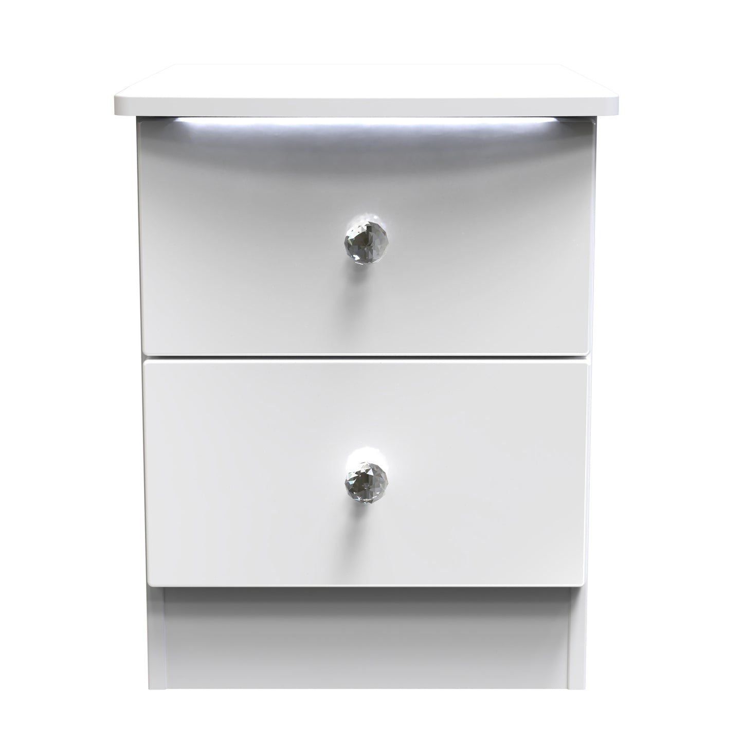 Lumiere Bedside Table with LED lights White 2 Drawers 51cm