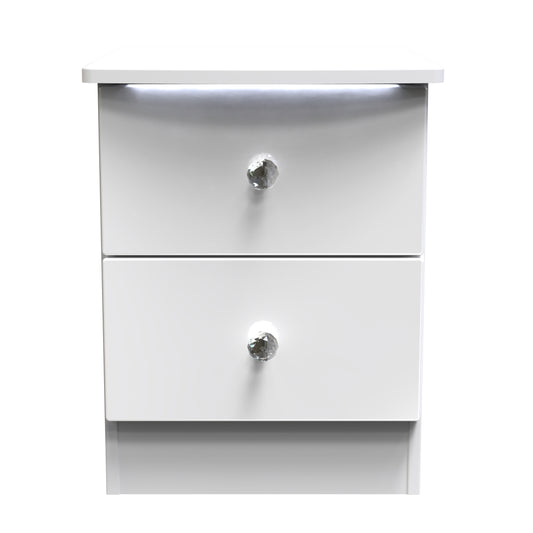 Lumiere Bedside Table with LED lights White 2 Drawers 51cm