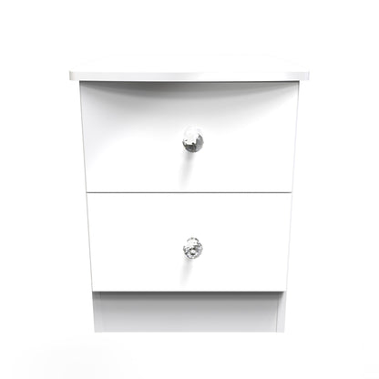 Lumiere Bedside Table with LED lights White 2 Drawers 51cm