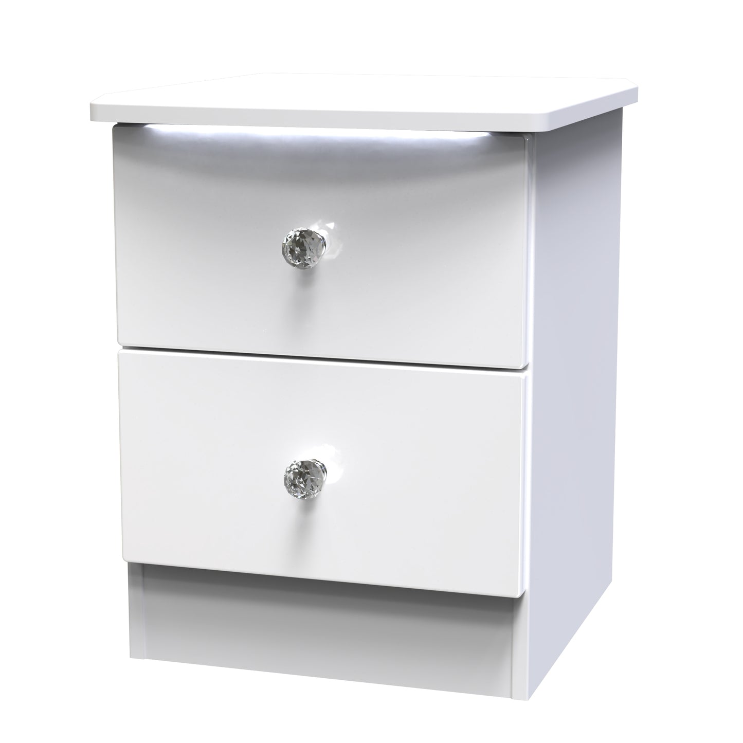 Lumiere Bedside Table with LED lights White 2 Drawers 51cm