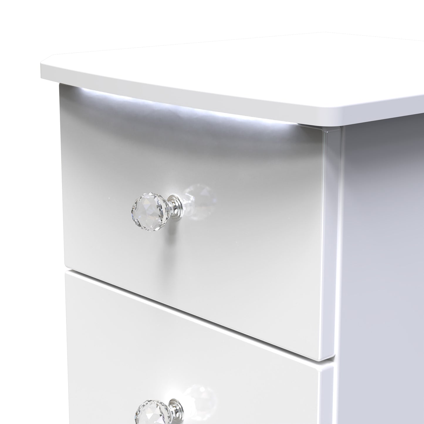 Lumiere Bedside Table with LED lights White 2 Drawers 51cm