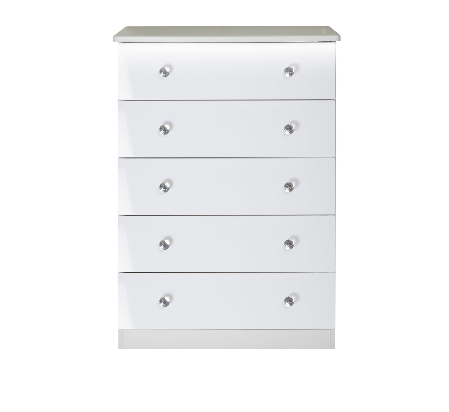 Lumiere Tall Chest of Drawers with LED lights White 5 Drawers 108cm