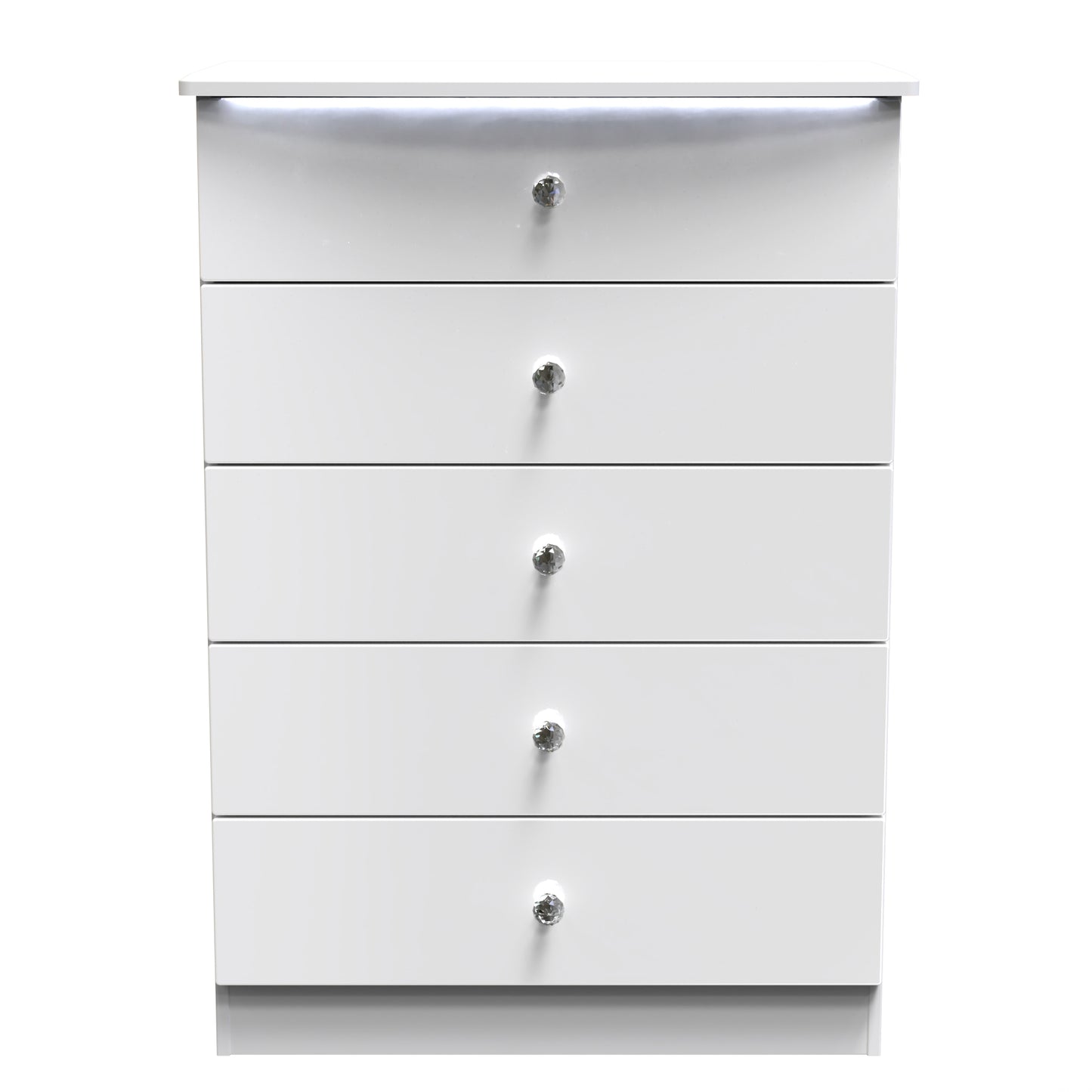 Lumiere Tall Chest of Drawers with LED lights White 5 Drawers 108cm