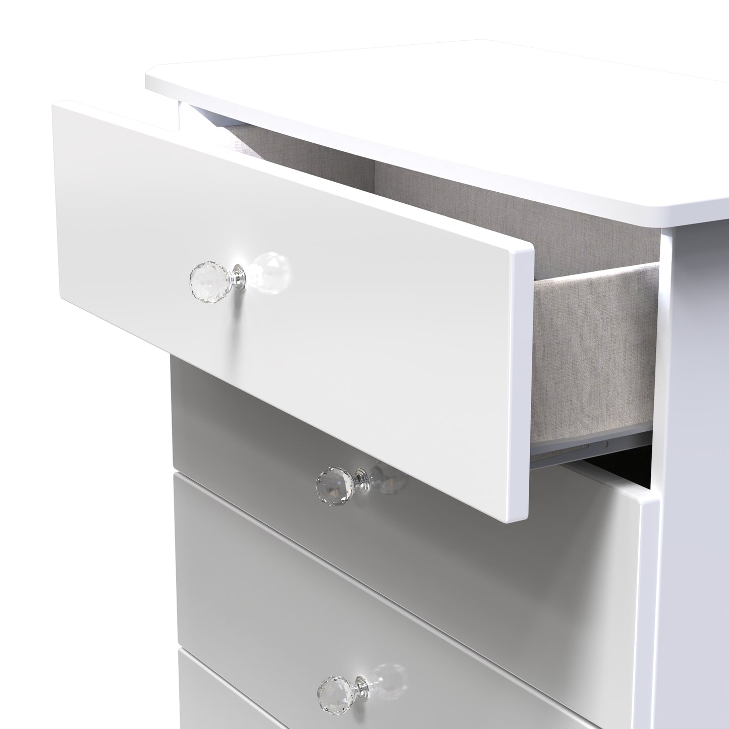 Lumiere Tall Chest of Drawers with LED lights White 5 Drawers 108cm