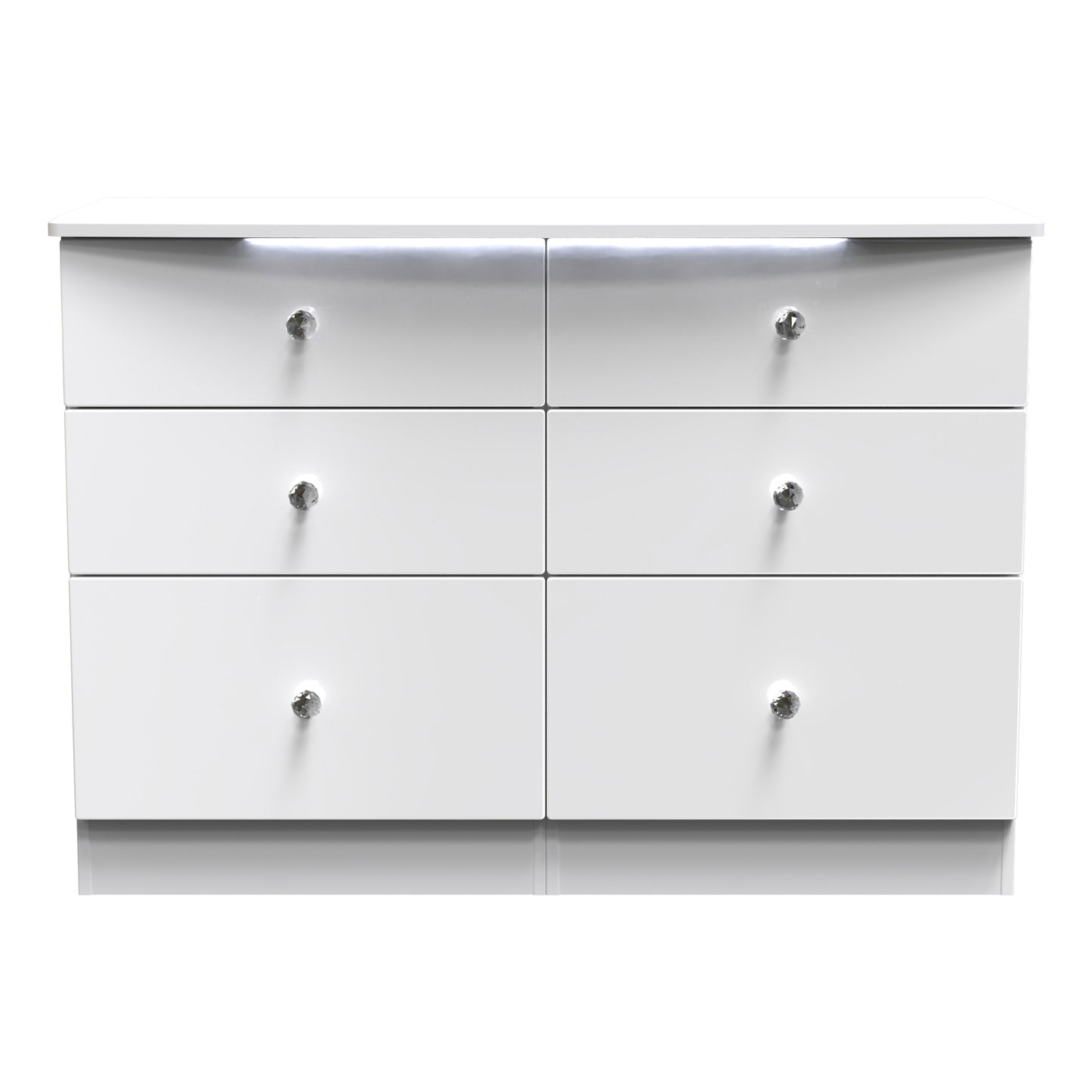 Lumiere Large Chest of Drawers with LED lights White 6 Drawers 112cm