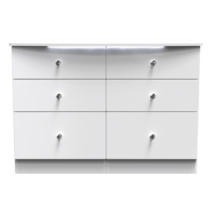 Lumiere Large Chest of Drawers with LED lights White 6 Drawers 112cm