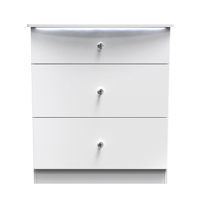 Lumiere Chest of Drawers
with LED lights White 3 Drawers 89cm