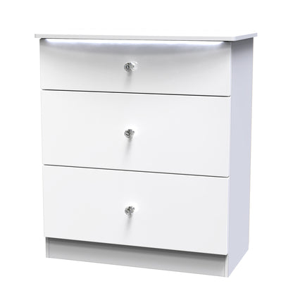 Lumiere Chest of Drawers
with LED lights White 3 Drawers 89cm