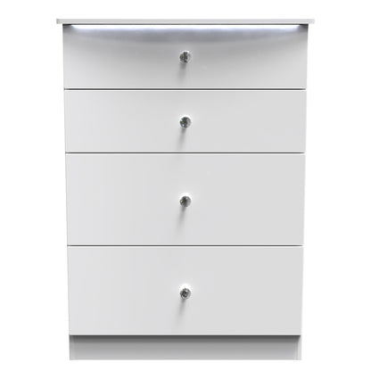 Lumiere Tall Chest of Drawers
with LED lights White 4 Drawers 108cm