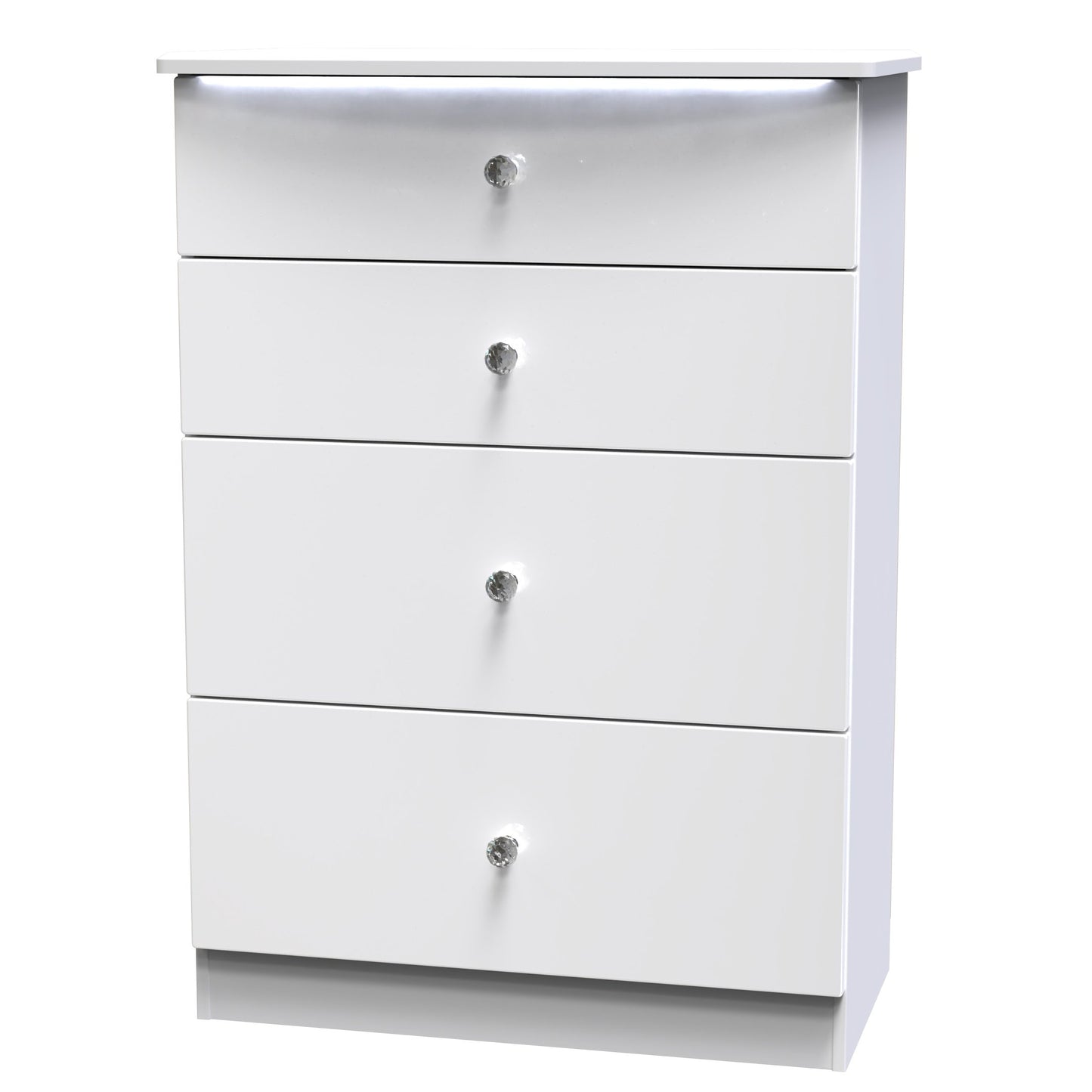 Lumiere Tall Chest of Drawers
with LED lights White 4 Drawers 108cm