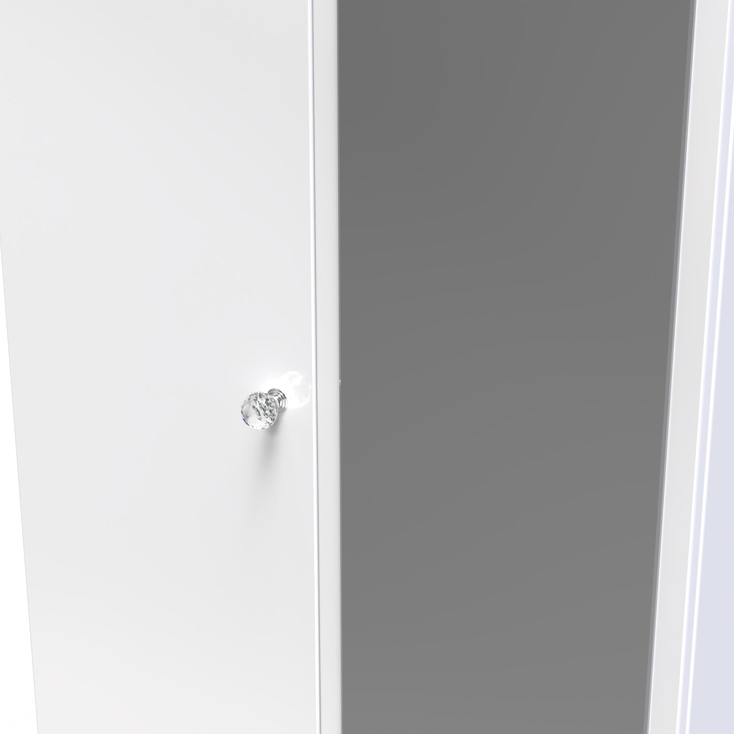 Lumiere Tall Mirror Wardrobe White 2 Doors 1 Shelf 196cm