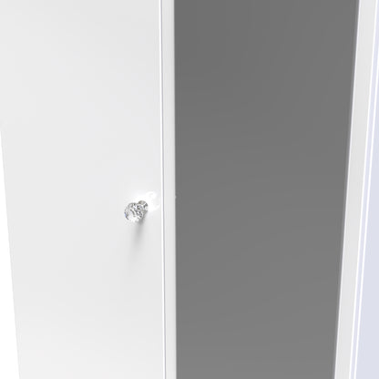 Lumiere Tall Mirror Wardrobe White 2 Doors 1 Shelf 196cm