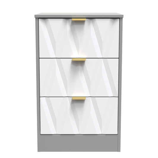 Las Vegas F Bedside Table Grey 3 Drawers 40cm