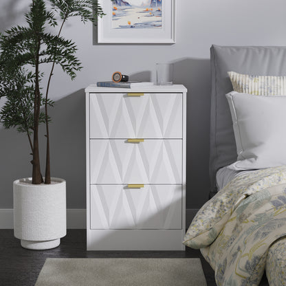 Las Vegas F Bedside Table White 3 Drawers 73cm