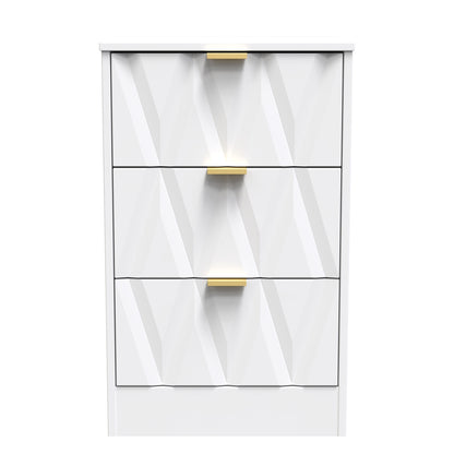 Las Vegas F Bedside Table White 3 Drawers 73cm