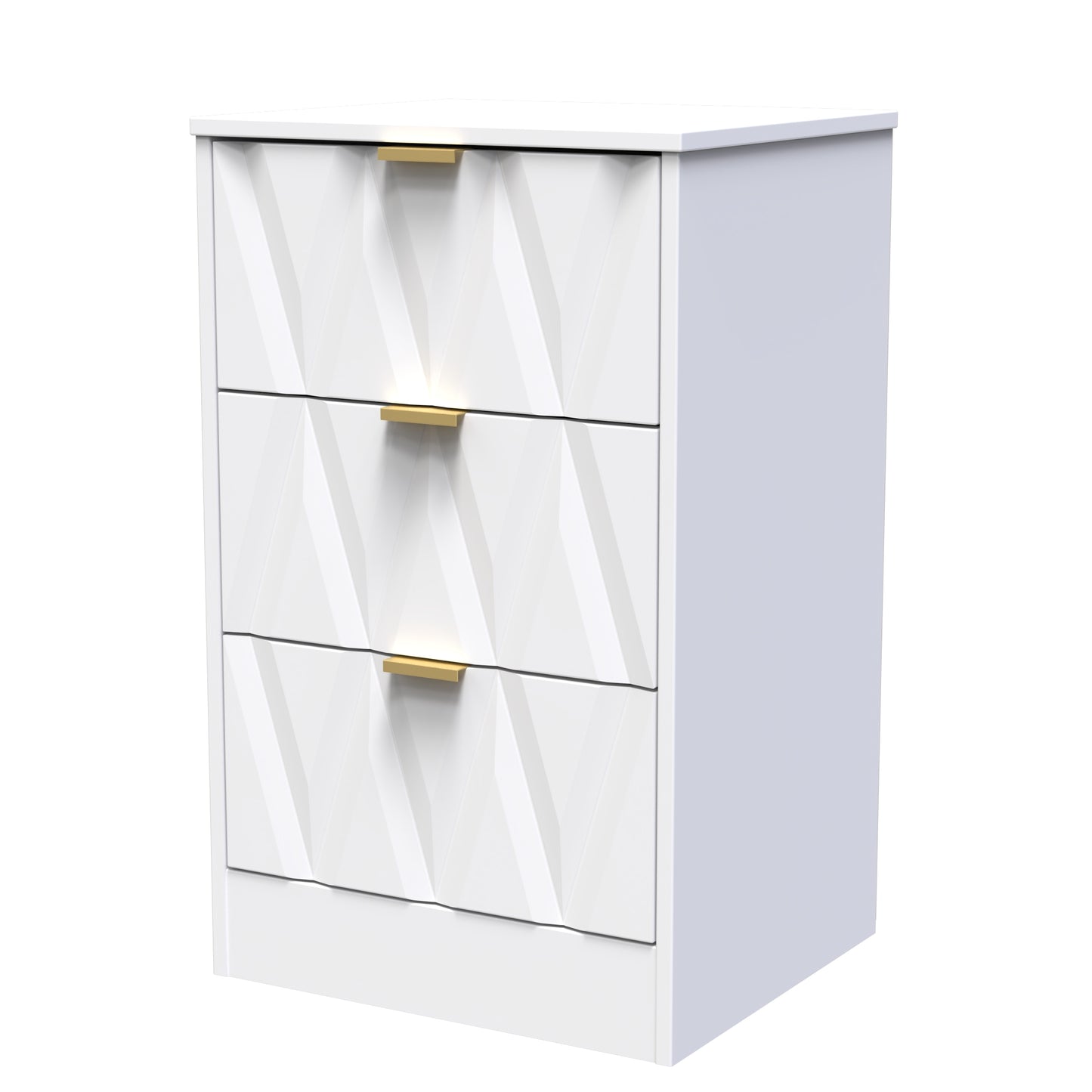 Las Vegas F Bedside Table White 3 Drawers 73cm