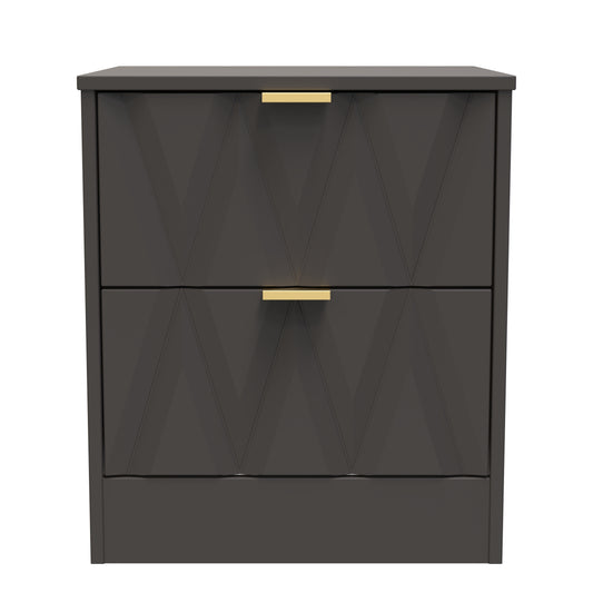 Las Vegas F Bedside Table Dark Grey 2 Drawers 53cm