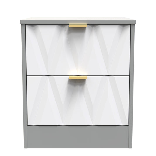 Las Vegas F Bedside Table Grey 2 Drawers 40cm