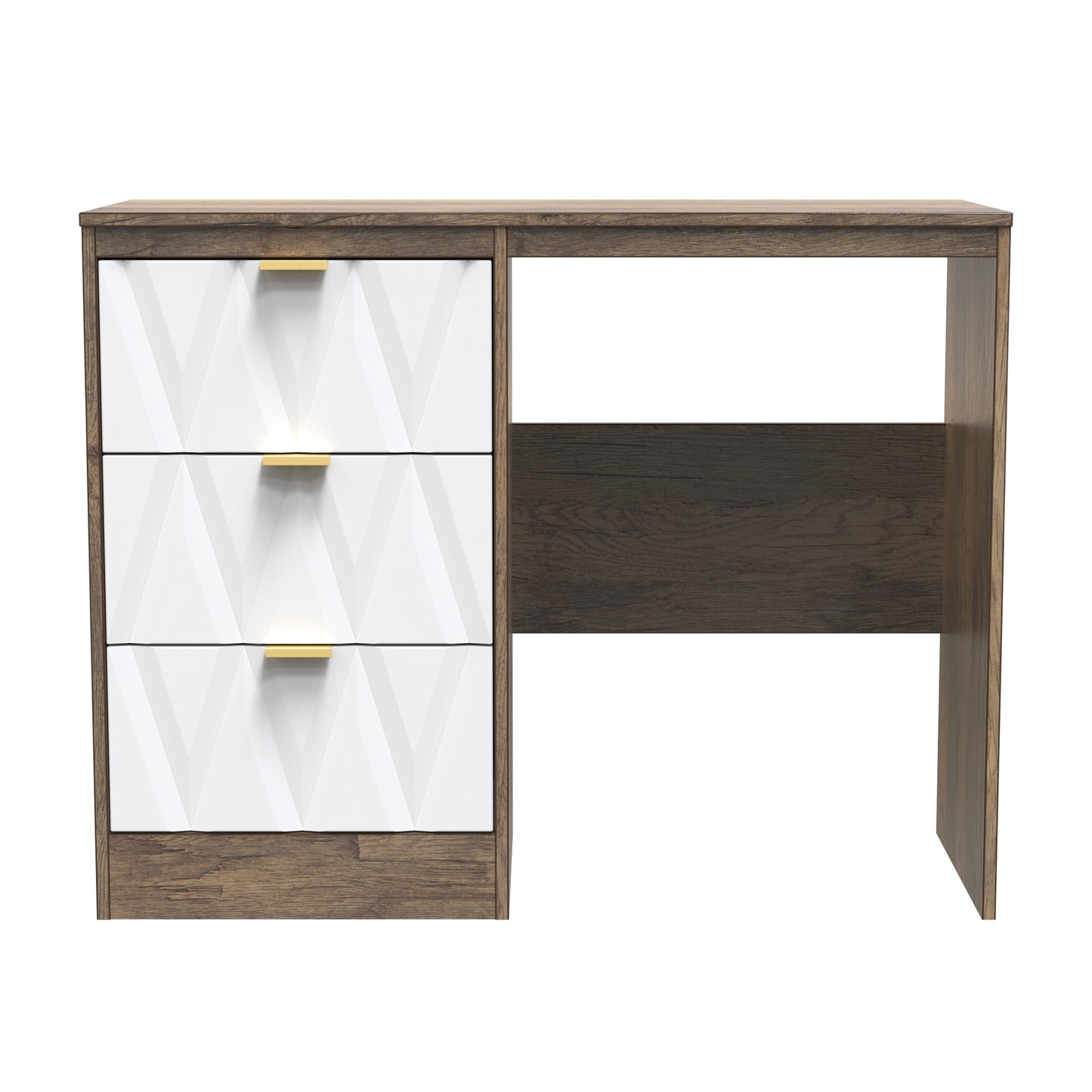 Las Vegas F Desk White & Oak 3 Drawers 97cm