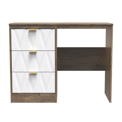 Las Vegas F Desk White & Oak 3 Drawers 97cm